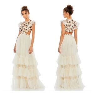 Mac Duggal 35106 NWT Cutout Waist Ruffle Skirt Dress